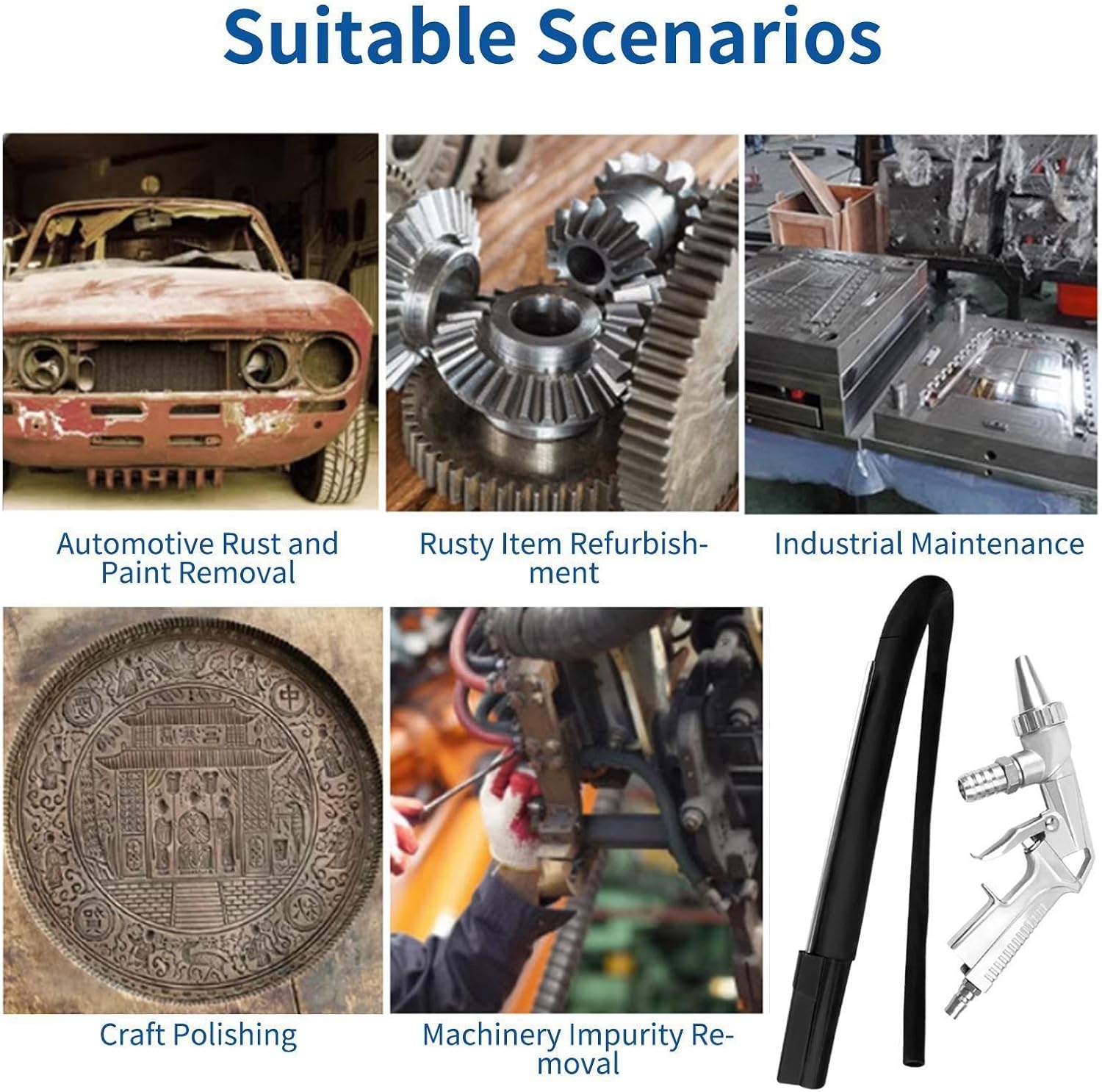 Sand Blasting Tool - High-Pressure Car Cleaning Accessories | High Pressure Abrasive Cleaner | for Paint Wood Stains Rust Removal