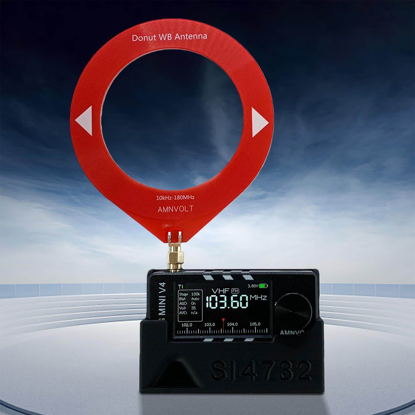 AMNVOLT V4 ATS MINI radio ze stojakiem i wzmacniaczem słuchawkowym, przenośny odbiornik radiowy AM FM, ekran IPS 1,9 cala, do chodzenia, wędrówek, kempingu