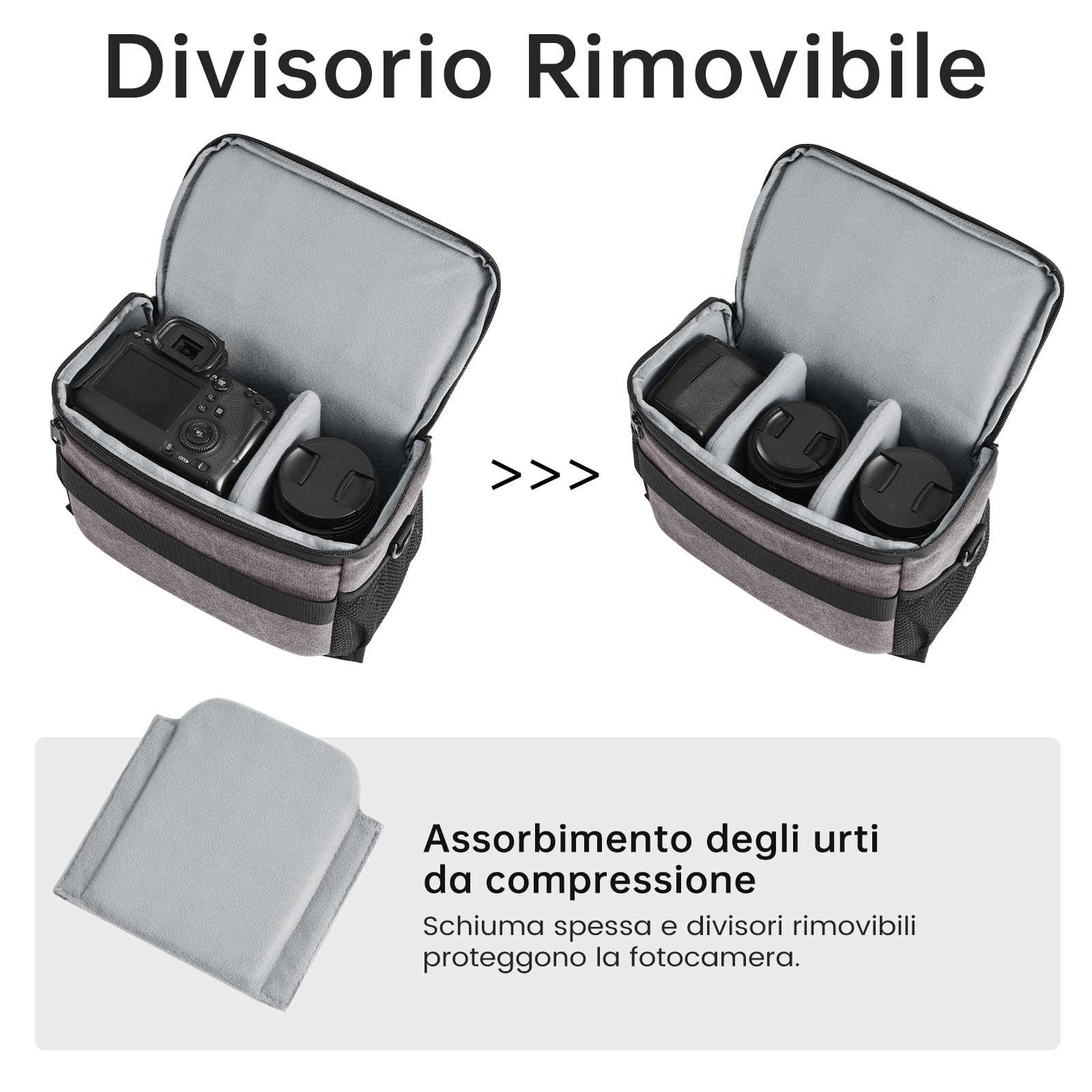 S-ZONE DSLR SLR Borsa Fotografica Tela Impermeabile borsa per Fotocamera Borsa per Spalla con Treppiede Tracolla per Obiettivi Accessori per Fotografia All'aperto