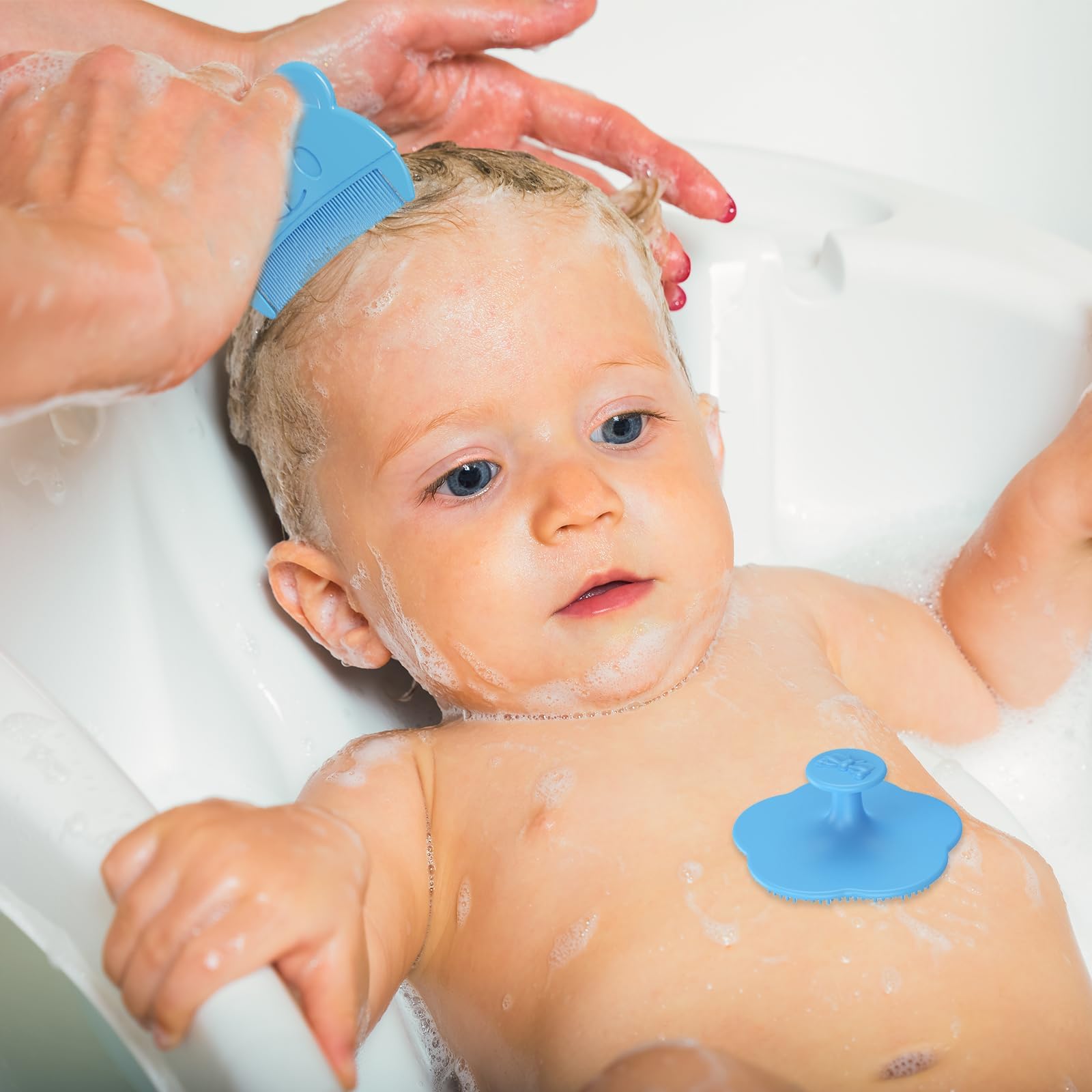 Wekuw 2 Pièces Brosse Cheveux Bebe Peigne Bebe Brosse Bebe Croute de Lait Bebe Peigne Croute de Lait Bebe Aide à Masser Doucement le Cuir Chevelu, Adapté aux Nouveau-Nés et aux Nourrissons