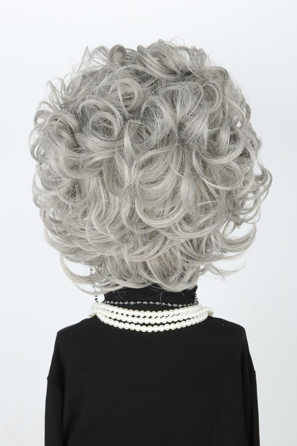 Old Lady Wig Costume Set for Women Short Curly Silver Grey Granny Wigs for Cosplay Old Woman Wig Halloween Party Wigs - Image 5