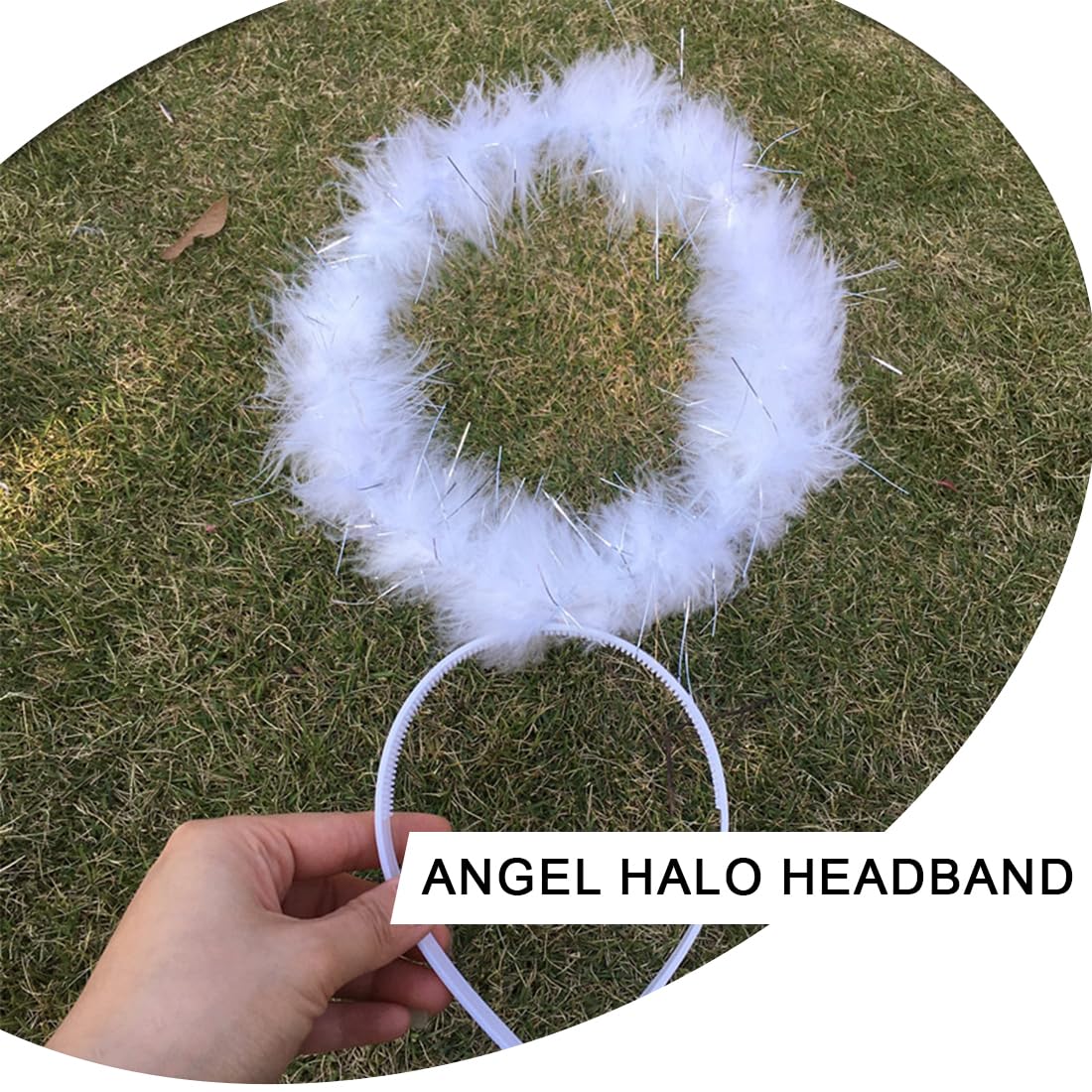 Aureola Angelica Con Piume - 2 Pezzi Per Costumi Halloween E Natale - Foto 12