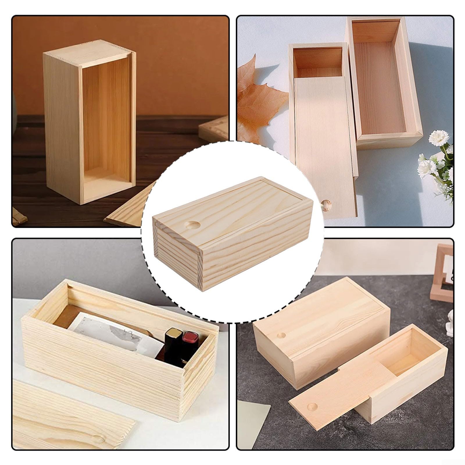 Scatole Di Legno Grezzo Con Cerniera - Set Da 4 Scatoline Artigianali In Pino 14x9x5 Cm - Foto 7