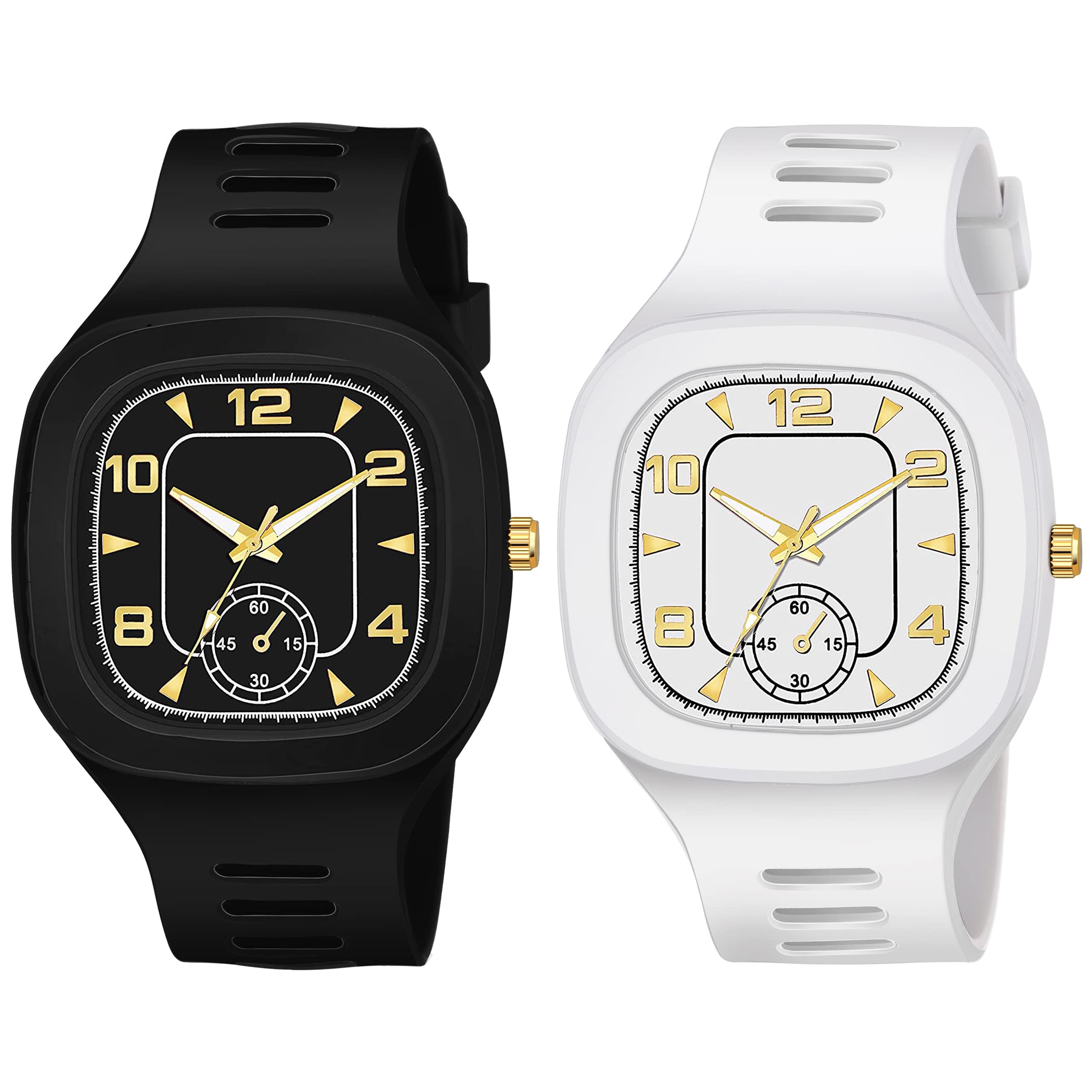FROZIL Square Dial Black White Analog 6 Chrono Watches with Silicon Strap Stylish ADDI Designer Combo Watch for Mens & Boys (B09Q8RLRR5) Amazon Price History, Amazon Price Tracker