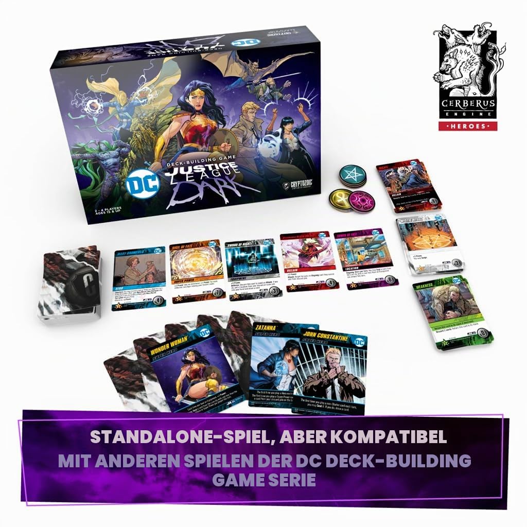 DC Cryptozoic Deck-Building Game Justice League Dark – Kartenspiel mit Deckbau – Für Strategiefans und Comicliebhaber – 2–4 Spieler | 60 Minuten | Ab 15 Jahren – Englisch