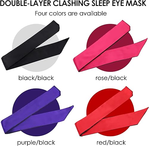Miniatura 9 de FRESHME Máscara de ojos de satén para dormir, sombra de ojos ajustable, suave y cómoda, cubierta de satén para mujeres y hombres, viajes nocturnos,