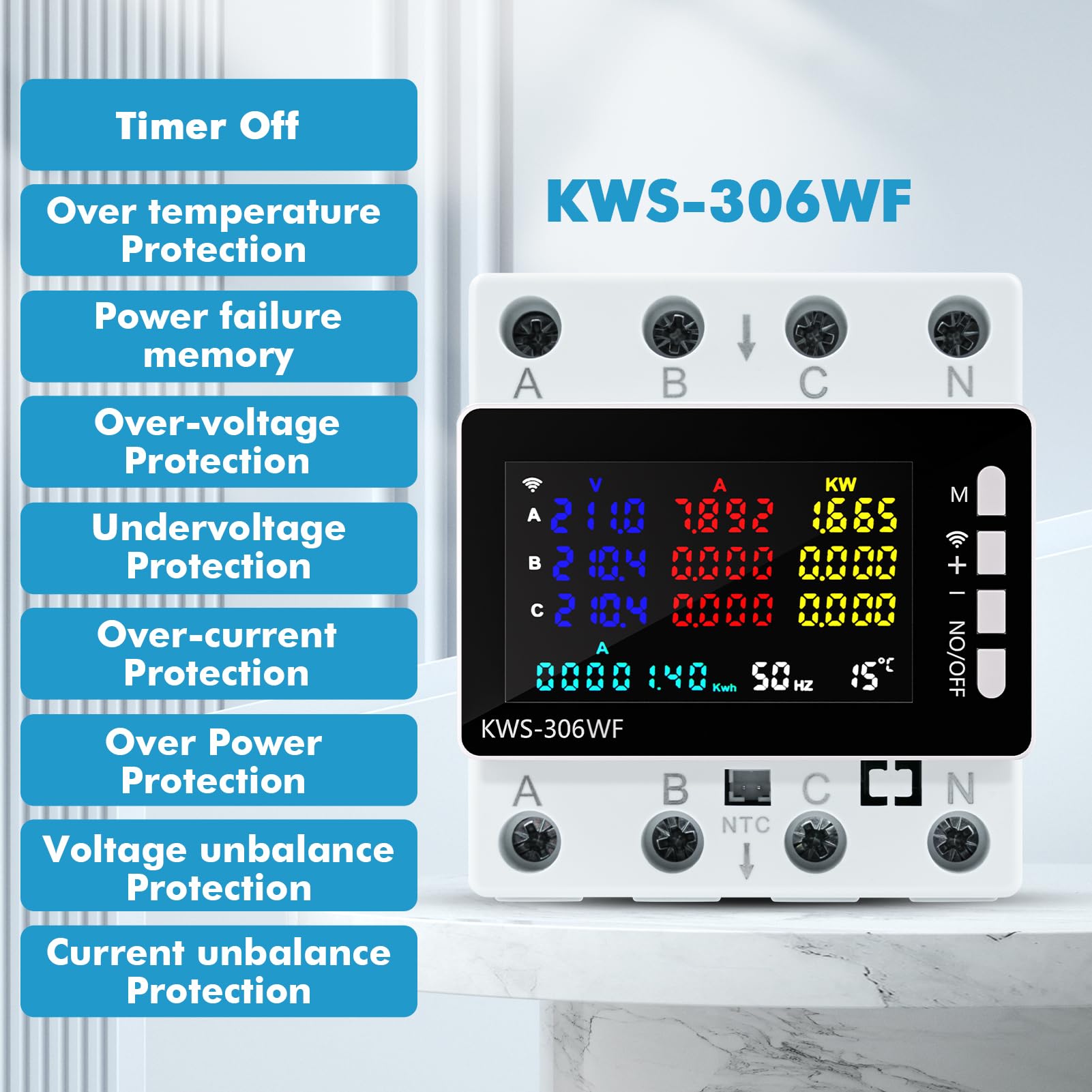 Contatore energia elettrica trifase wifi misuratore consumo elettrico 80A 220V Con protezione contro l'interruzione di corrente/sovratemperatura/sottotensione/sovracorrente/sovralimentazione ecc.