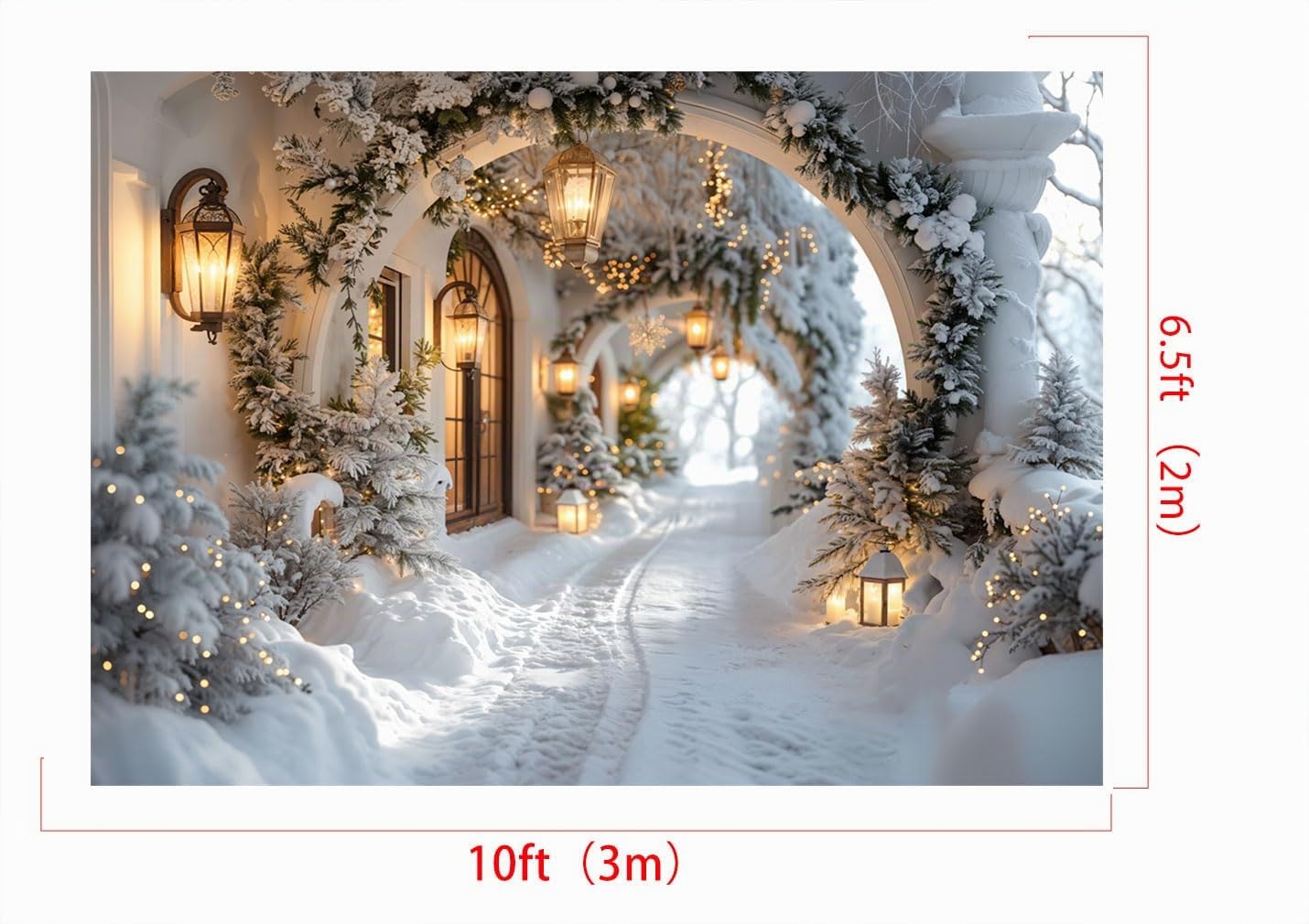 Kate Navidad Arco Pasillo Fotografía Telones de Fondo 3x2m/10x6.5ft Invierno Retro Flor Blanca Adultos Niños Retrato Familiar Photocall Fondo Decorativo Estudio Fotográfico