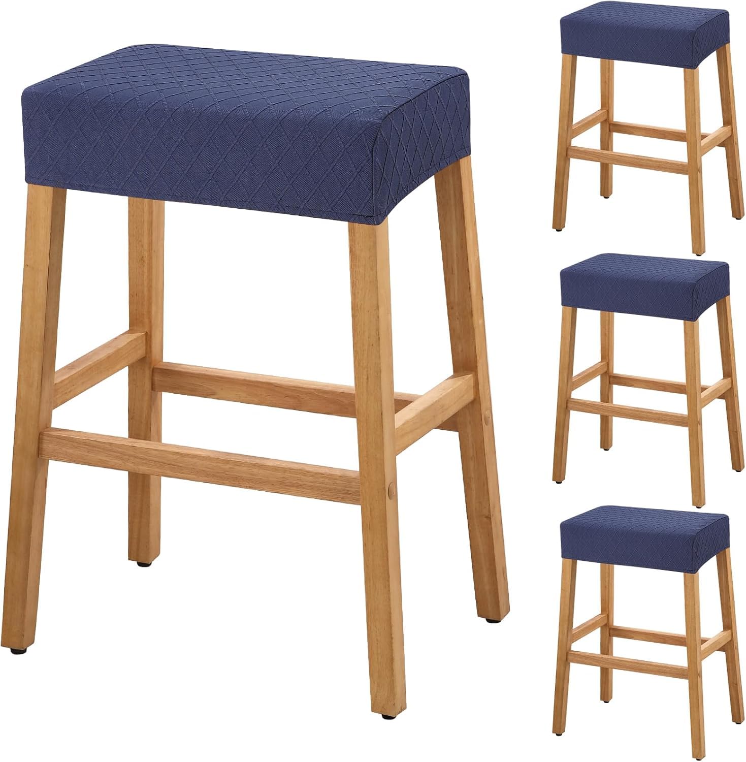 YISUN Stool Covers Rectangle - 4 Pack Stretch Waterproof Saddle Seat Cover Counter Bar Stools Bar Chairs Covers Kitchen Island Chairs Cushion Protector