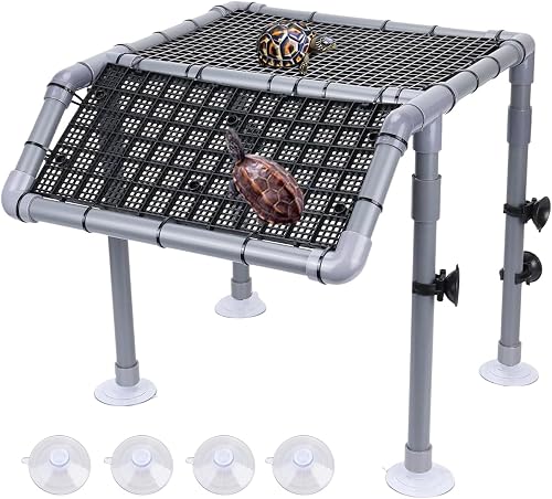 Large Turtle Elevated Basking Loft,13'' Width Resting Area Standing Turtle Basking Platform Dock,DIY Ramp with PVC Pipes and EggCrate Suction Cups for Aquatic Turtles for 40/50/70/75/90Gal (Style A)