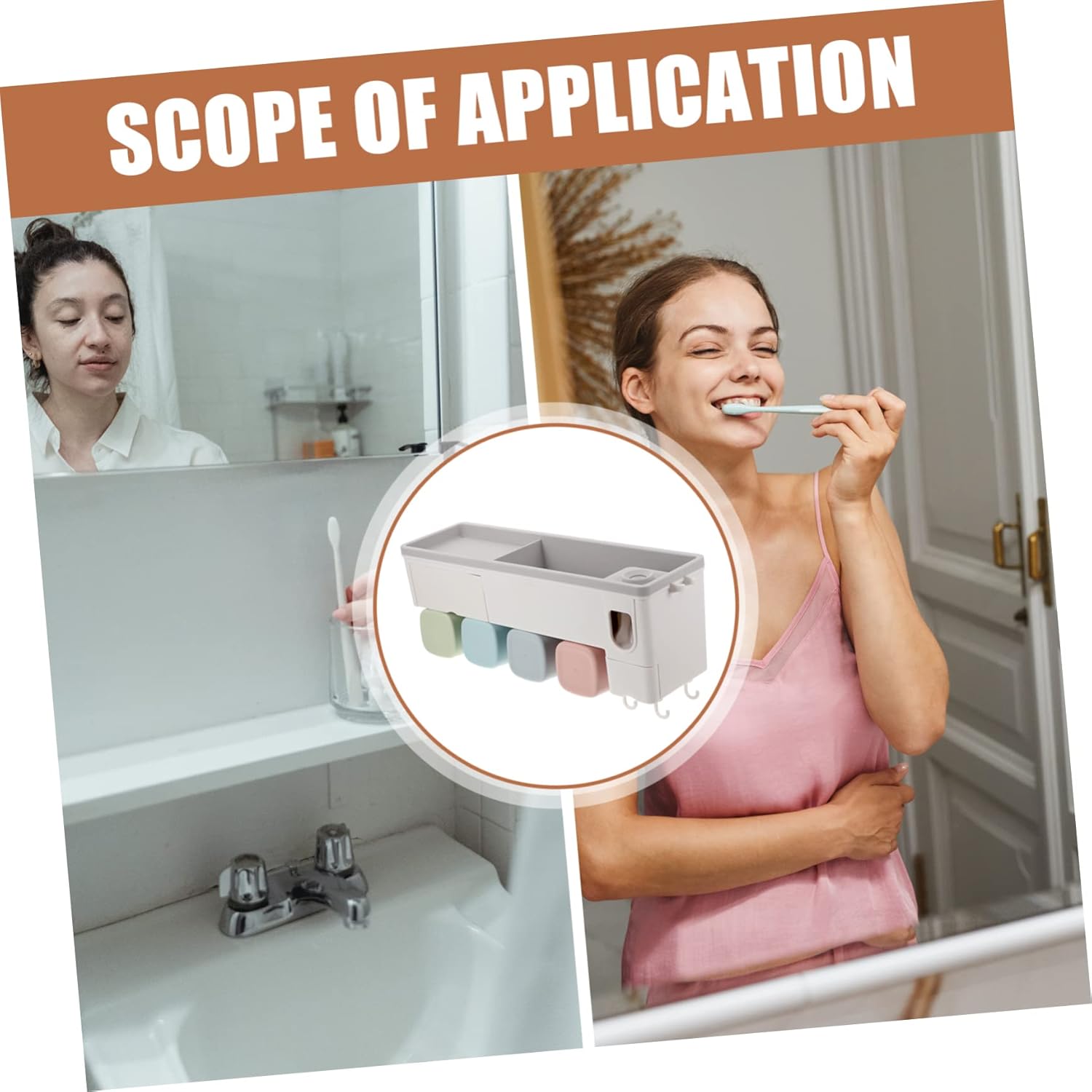 1set Automatic Toothpaste Dispenser Toothbrush Organizer Wall-Mounted Bathroom Accessories for Home Space-Saving Design Strong Load Bearing No Water Accumulation for Families and