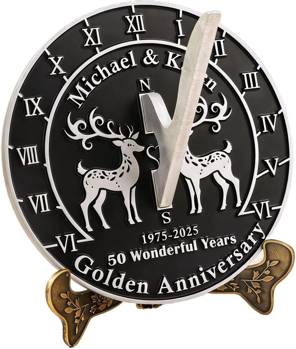 Personalized Sundial 50th Coral Wedding - Anniversary Sundial Gift, for 50th Coral Wedding Anniversary in 2026, Garden Present Idea, Her Parents Or Couples 50 Year Celebration