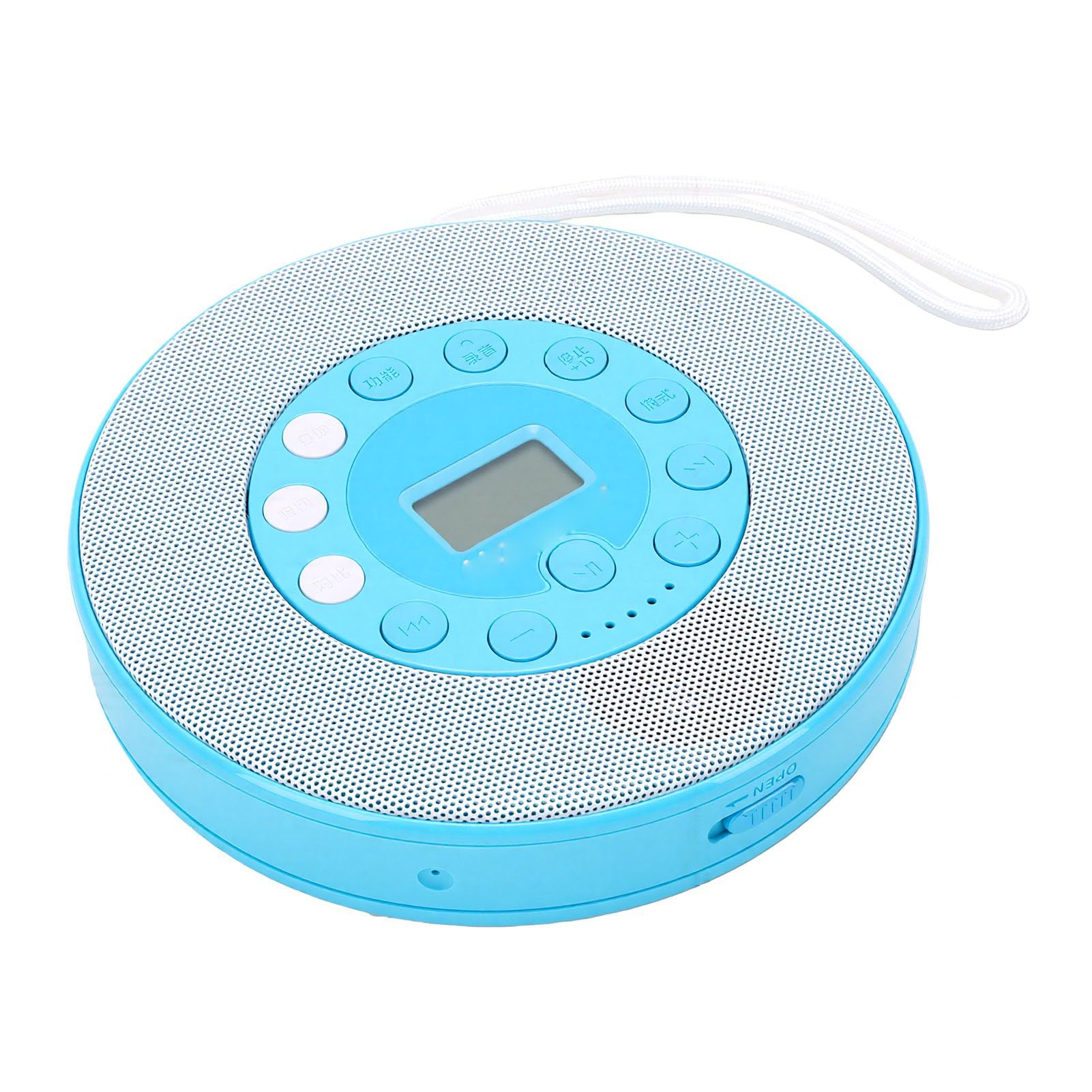 Lettore CD Portatile con Altoparlante Incorporato Ricaricabile da 2000 MAh per Viaggi Domestici e Uso in Auto (Blu)