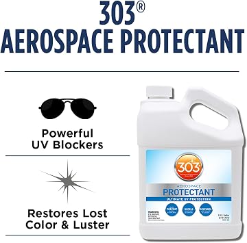 303 Products Aerospace Protectant Spray, UV Protection for Outdoor Surfaces Protects Vinyl, Plastic & Rubber, Repels Dust & Dirt, Matte Finish, 1 Gallon