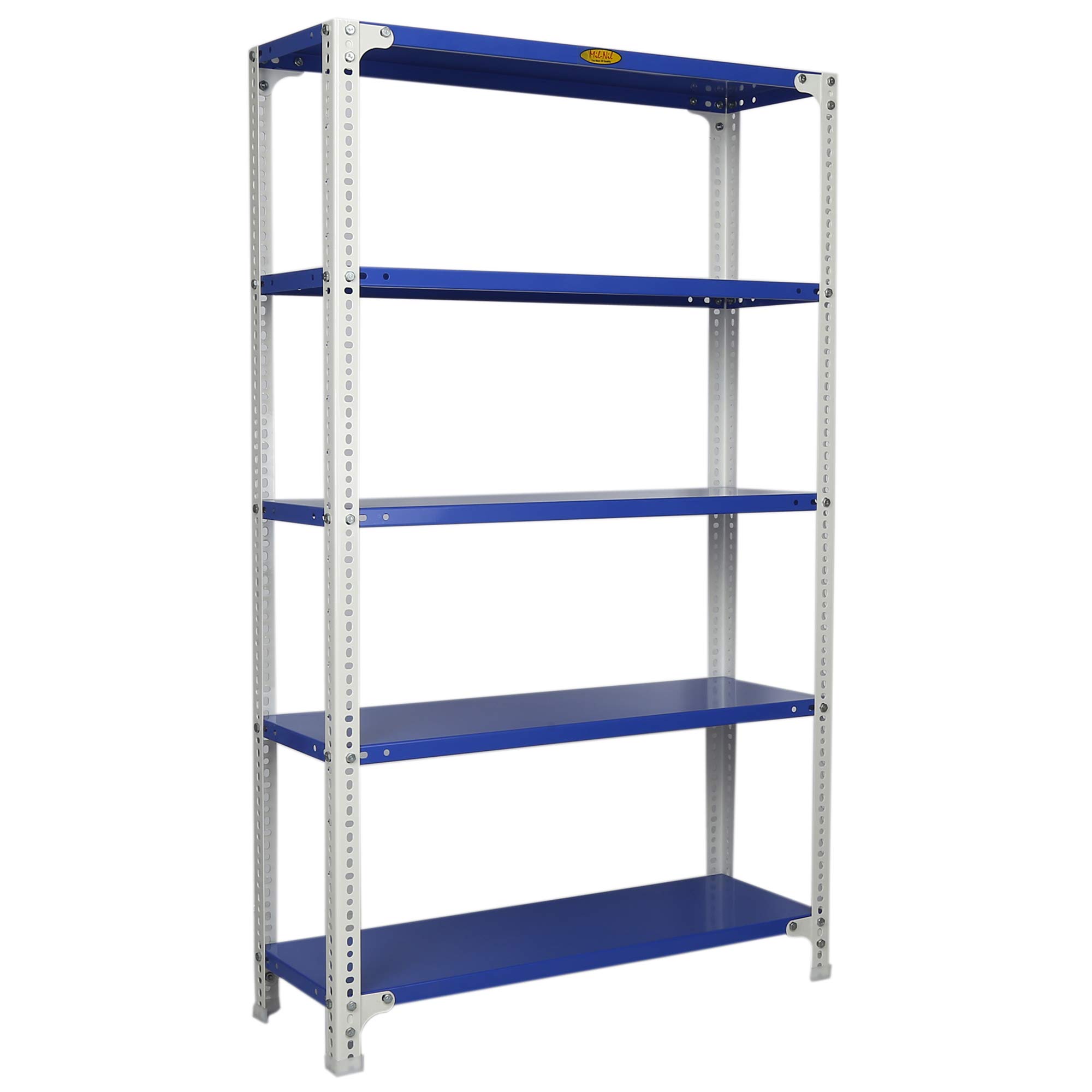 Mil-Nil Prime CRC Sheet 5 Shelf Multipurpose Slotted Angle Rack, 60 x 36 x 12 Inch, 24 Gauge [(Blue-White) Powder Coating] 16 Gauge Angles (B0845QJZFT) Amazon Price History, Amazon Price Tracker