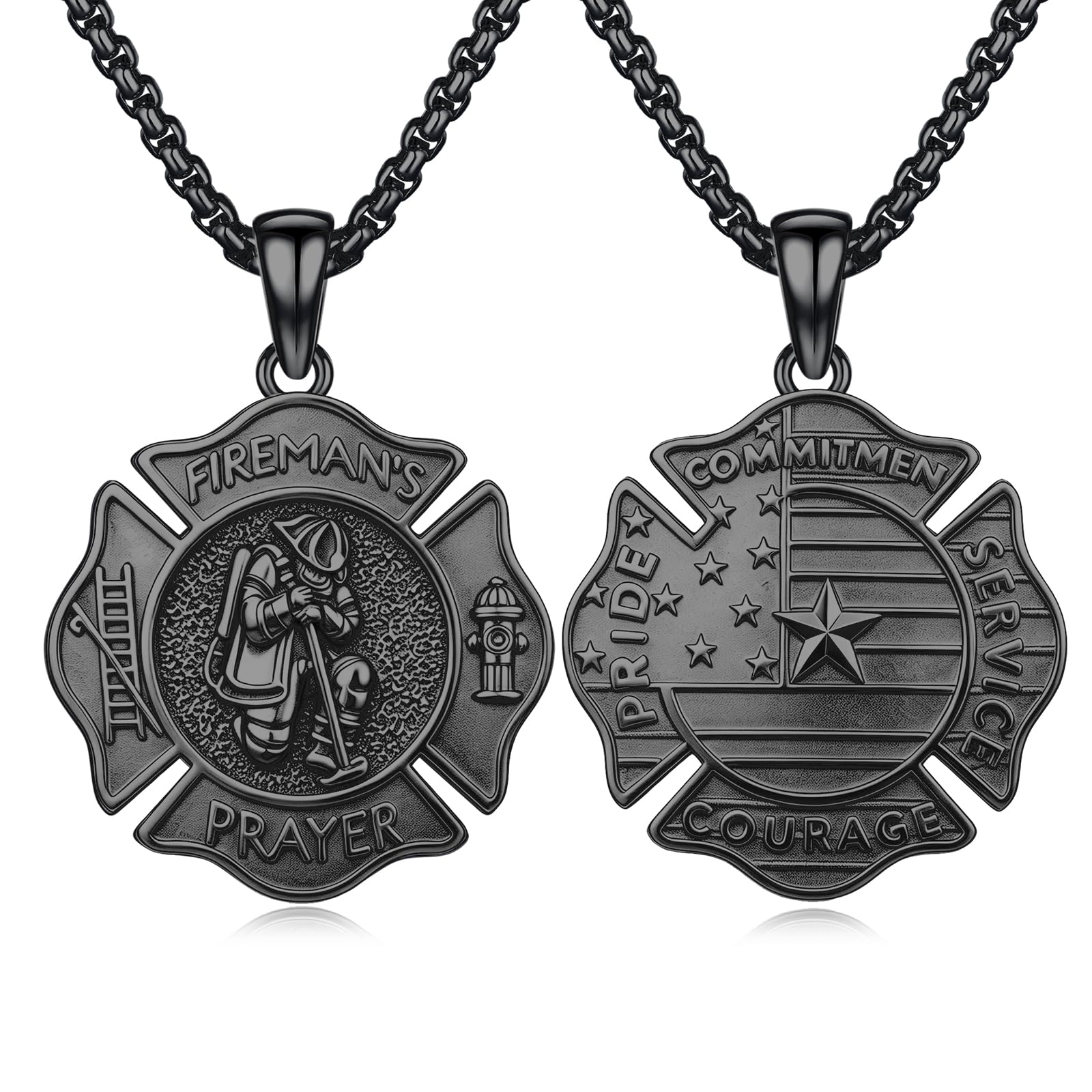 Silver/14K Gold Patron Saint Medal Amulet Necklace for Men Women