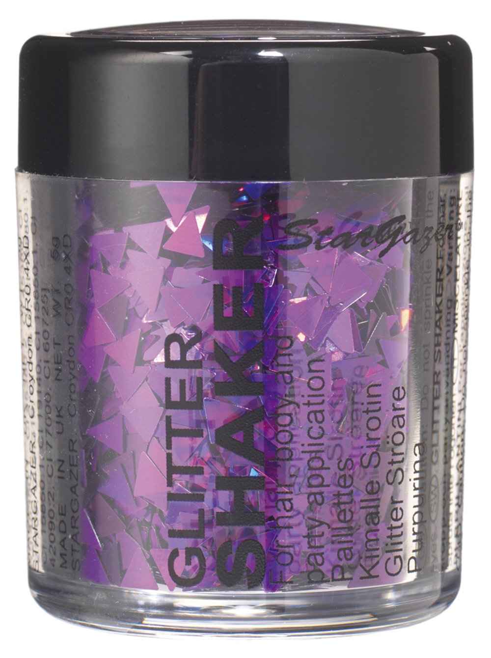 StarGazer Shapes Glitter Shaker - Purple Triangle 5g (For Hair, Body And Party)