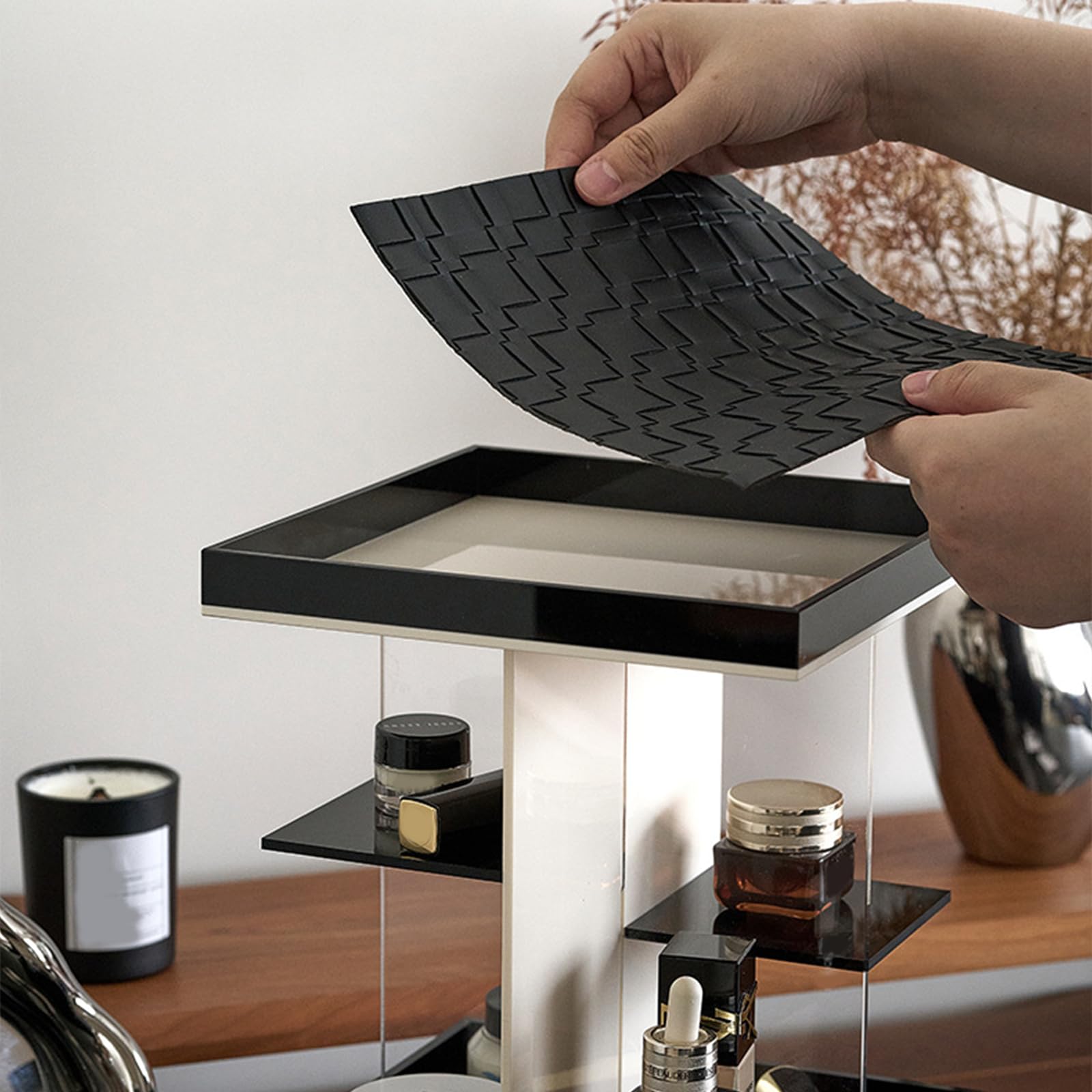Organizador de maquillaje acrílico resistente de 360 grados multifunción para artistas