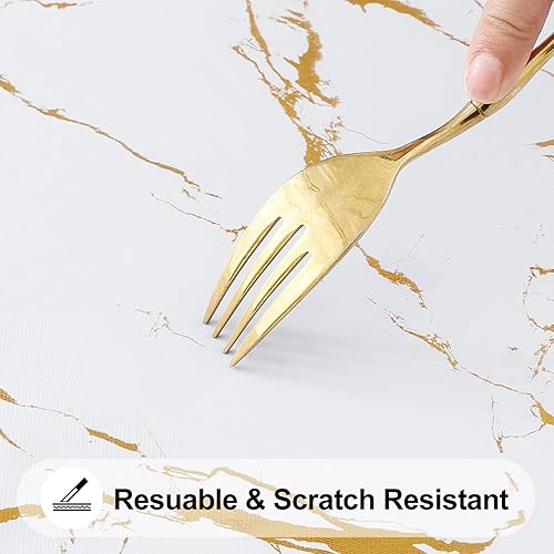 Miniatura 8 de Smiry - Mantel redondo de vinilo ajustable con bordes elásticos y parte trasera de franela, mantel de vinilo impermeable, lavable, para mesas