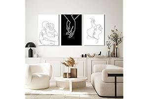 Couples Wall Decor Minimalist Line Wall Art, Black and White Wall Decor for Bedroom