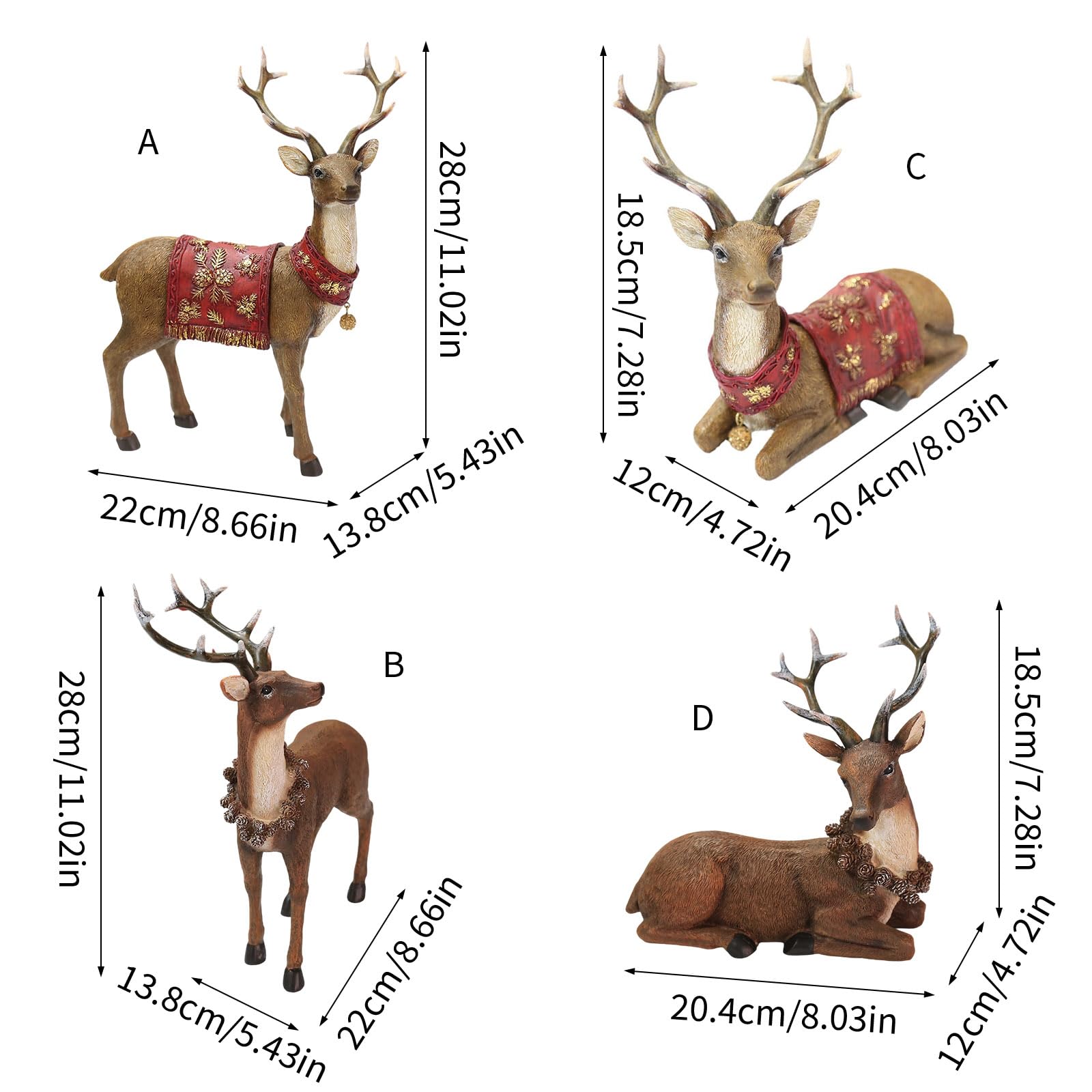 Figure realistiche di renna decorazioni natalizie cervo modello animale da collezione tavolo scrivania ornamento decorazioni per la casa regalo ornamento da tavolo