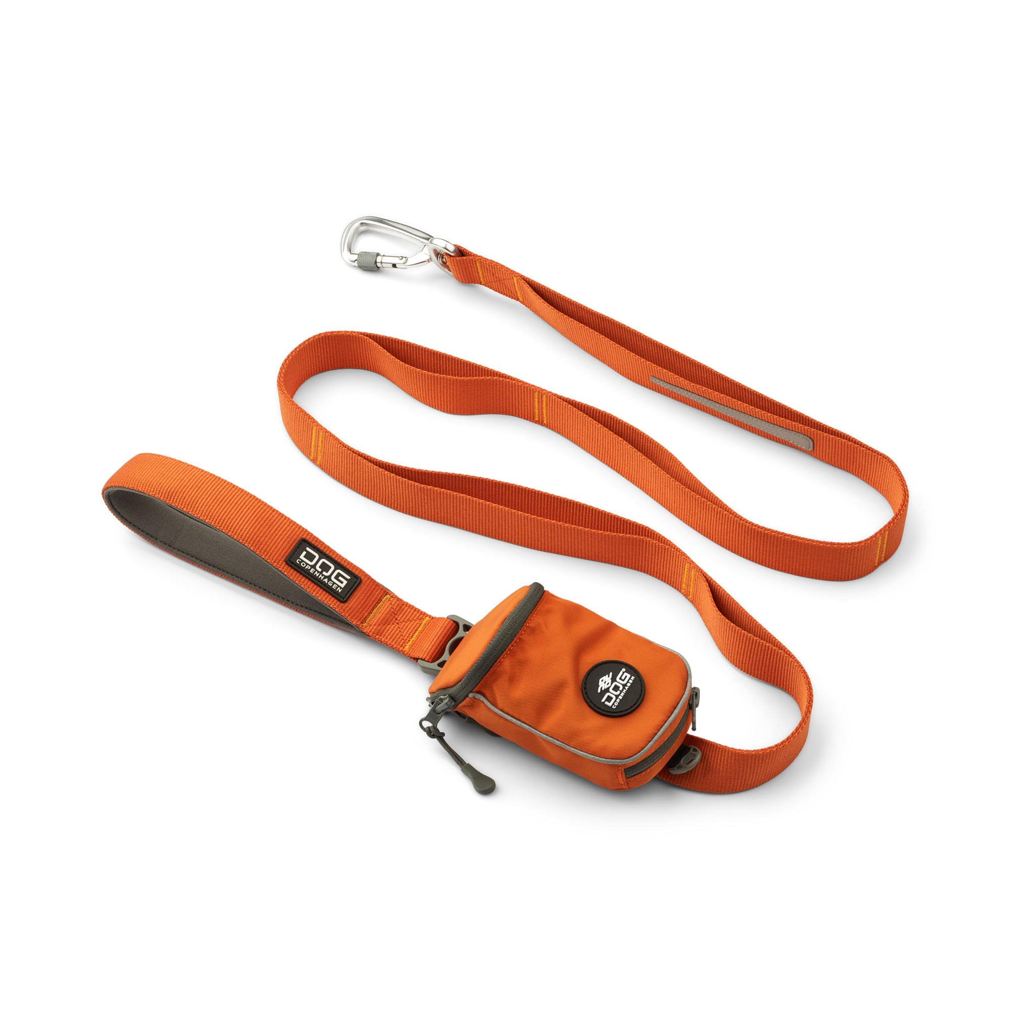 DOG Copenhagen Urban Trail 3.0 Dog Lead - Strong Dog Lead for Small, Medium and Large dogs - Padded Handle and Aluminum Carabiner - Training Lead - Dog Leash, Orange Sun, L