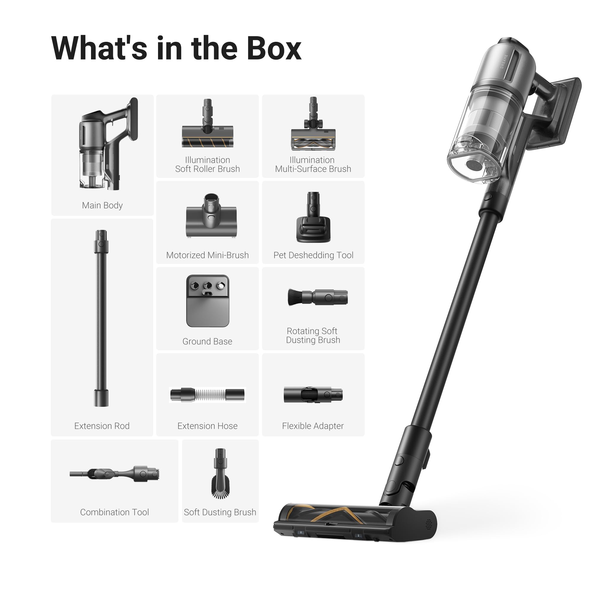 DREAME Z30 Cordless Vacuum Cleaner, Smart Stick Vacuum for Multi-Surface Cleaning, 310AW Suction with Dual Brushes, Pet Deshedding Tool, Long Runtime, Ideal for Hard Floor