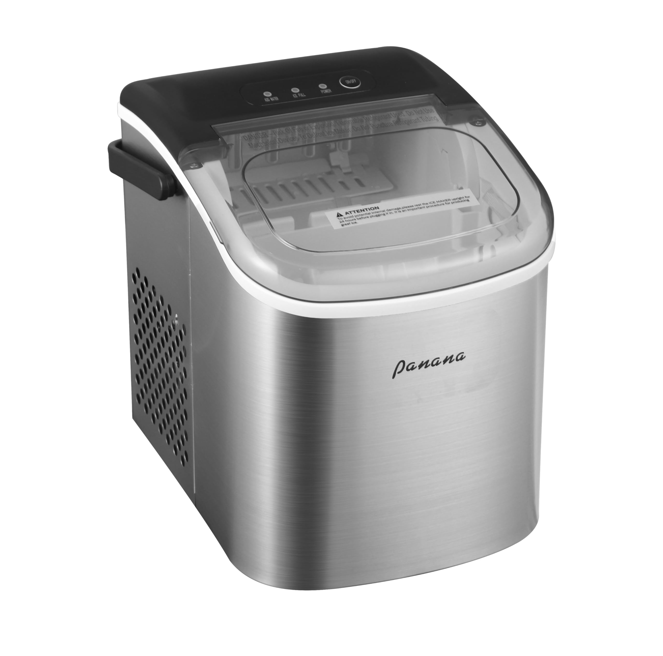 Panana Countertop Ice Makers,Automatic Clean,Portable Ice Maker 9 Bullet Ice Ready In 7-12min,26.5lbs/24h,For Home/Kitchen/Office/Party,Silver on Fridge.com - View 2