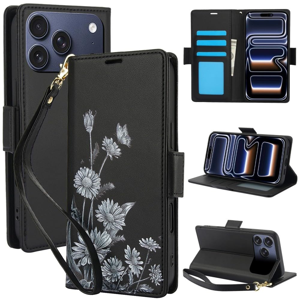 Étui compatible avec iPhone 15 en cuir noir pour vos sorties - 7