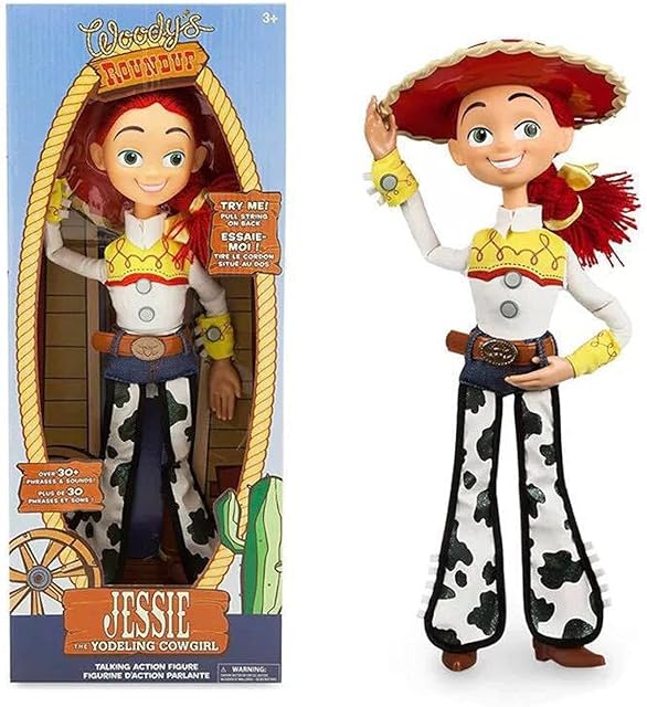 PLMT Pixar Toy Story 3 4 Talking Woody Jessie Action Figures Fabric Body Model Doll 38 cm, Model Doll Collectible Toys Birthday Gift for Children