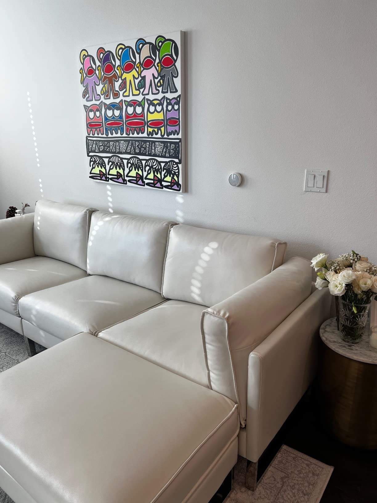 75/mo Finance Morden Fort Sectional Sofa with Reversible Ottoman PU