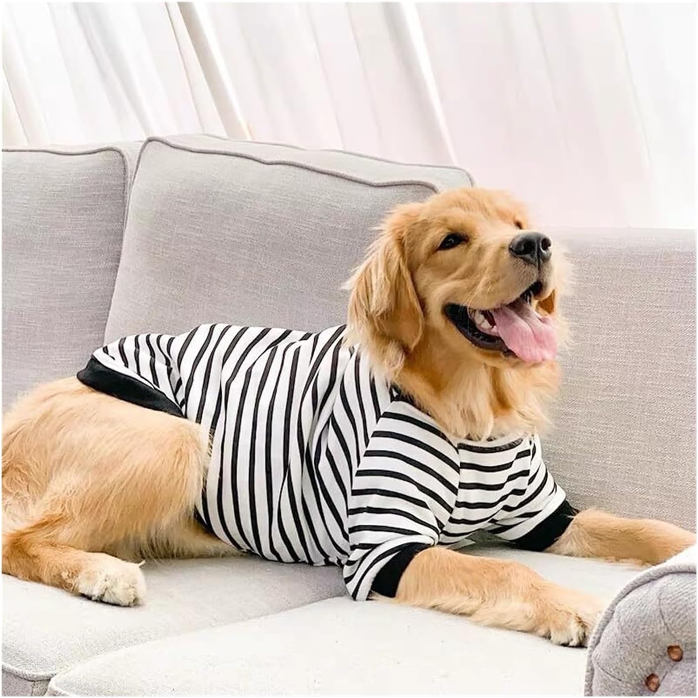 Warm Fleece Dog Hoodie for Medium Large Dogs, Soft Hooded Coat Jacket for Autumn Winter Cold Weather, Stripe with Bear Design(5XL)