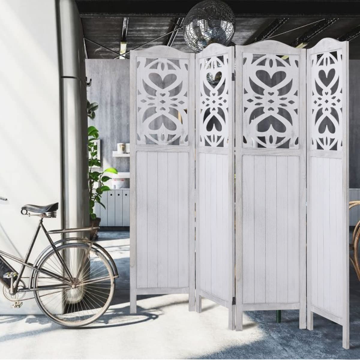 Rose Home Fashion RHF 5.6 ft. Tall Cutout Room Divider,Double Hinged, Folding Room Dividers