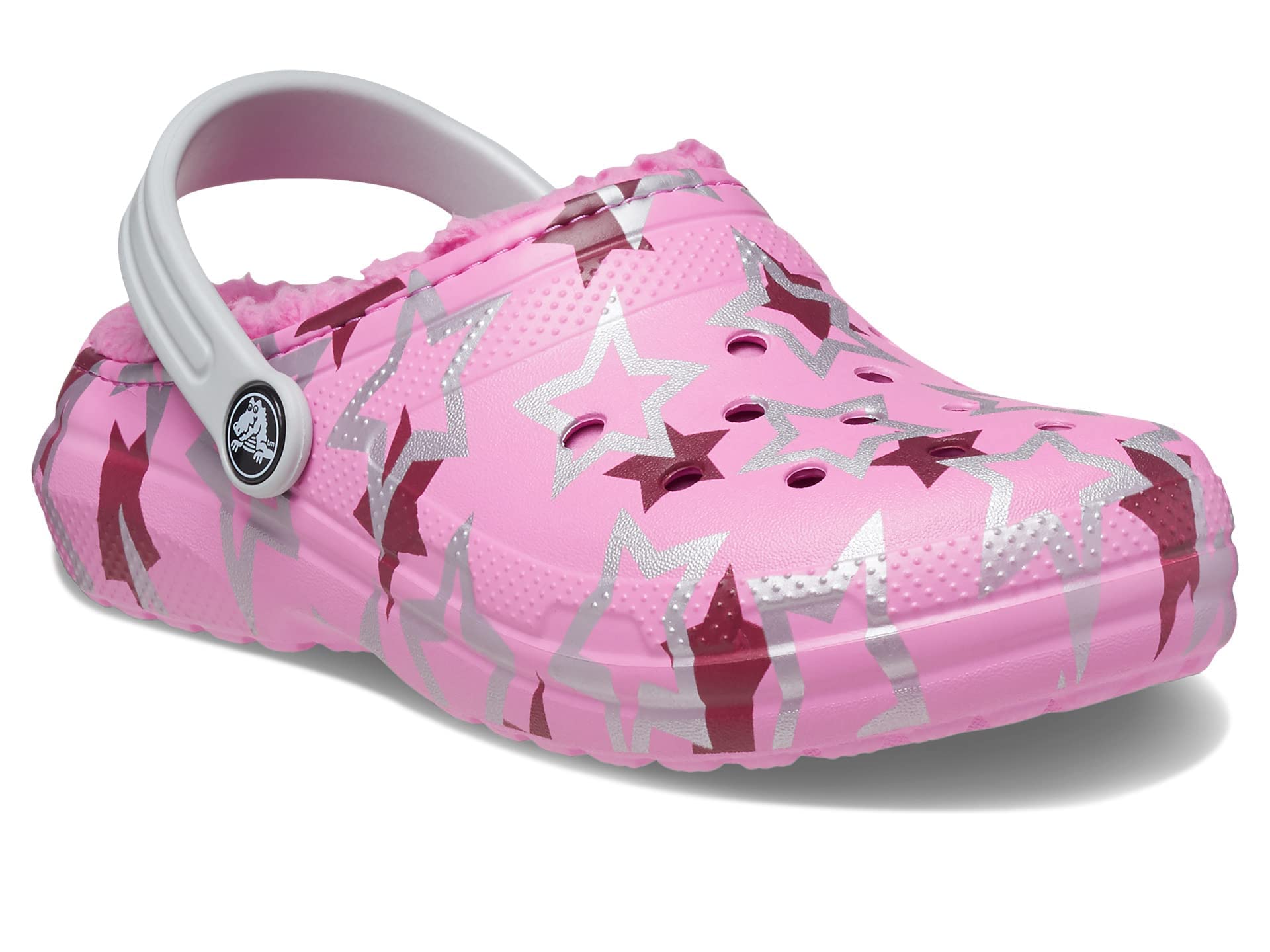 Crocs Child Classic Graphic Lined Clog, Taffy Pink/Multi, 5, Big Kid