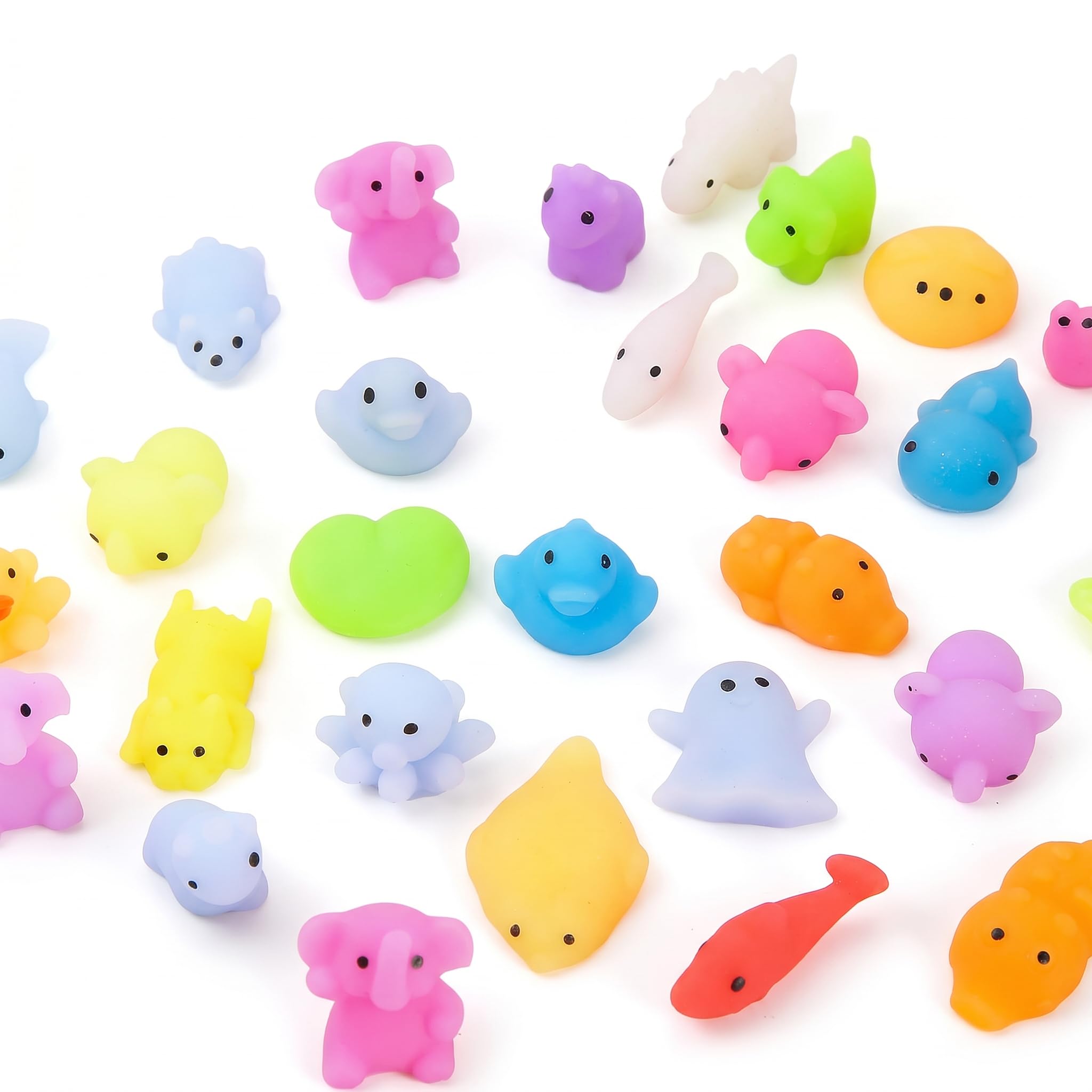 CavspkArt 60Pcs Mini Mochi Squishy Toys, Assorted Soft Squeeze Toys with Random Shapes, Bulk Squishies for Party Bag Fillers & Desk Accessories