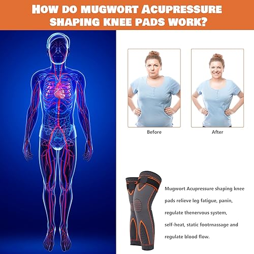 Miniatura 5 de COLORCASA 2 paresRodilleras autocalentables de acupresión de turmalina, rodilleras moldeadoras de acupresión, rodilleras autocalentables de ajenjo