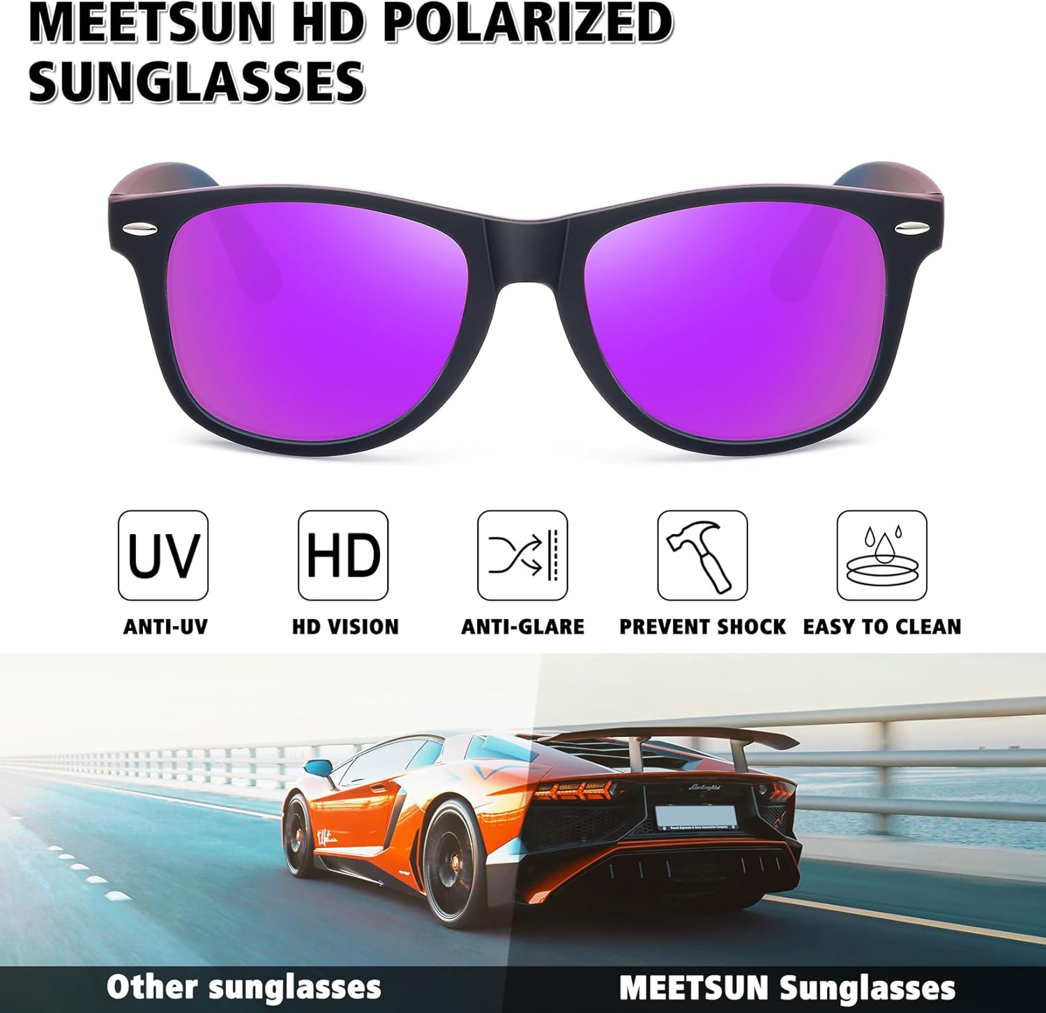 MEETSUN Polarized Sunglasses for Women Men Classic Retro Trendy Driving Sun Glasses UV400 Protection (3 Pack) - Image 2