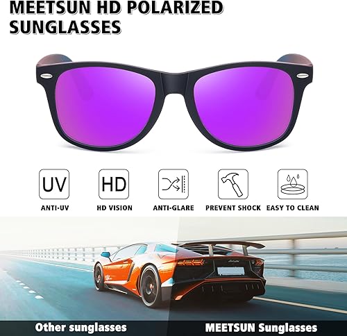 Miniatura 2 de MEETSUN Lentes de sol polarizados para mujeres y hombres, clásicos, retro, modernos, para conducción, protección UV400 (paquete de 3)