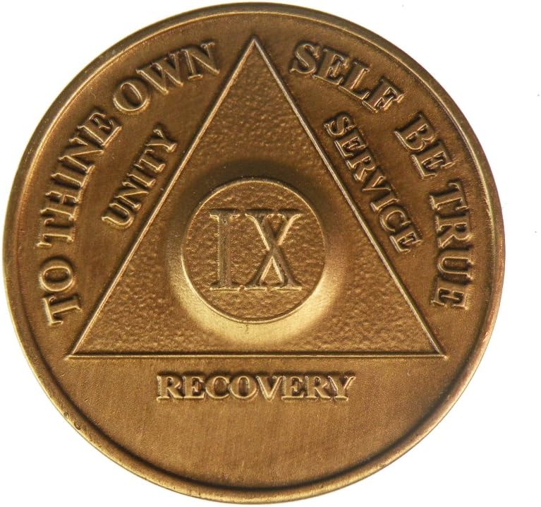wendells 9 Year Bronze AA (Alcoholics Anonymous) - Sober / Sobriety / Birthday / Anniversary / Recovery / Medallion / Chip