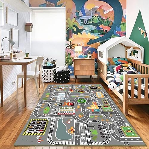 Miniatura 2 de GOJAGOT Alfombra de juego para niños, alfombras de automóvil para automóviles de juguete para niños, alfombra de actividades para autos de carreras