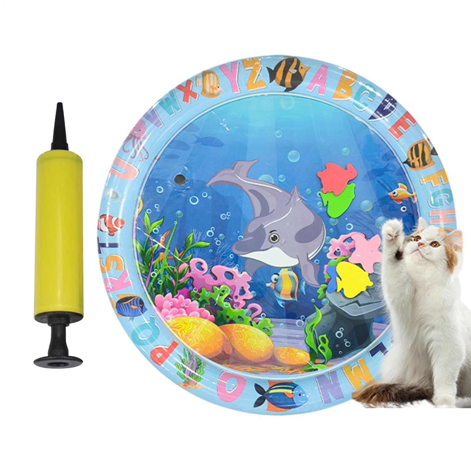 Cat Water Mat,Sensory Mat 'Cat Water,Animal Design Cat Mat - Cooling Artifact, Thickened Pad,Inflatable Water Feature for Enrichment of Cats