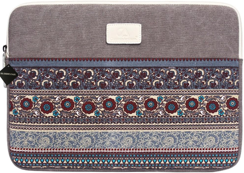 13.3 Inch Laptop Sleeve 13 Inch Bohemian Canvas Protective Notebook Bag Computer Case Cover for MacBook Pro MacBook Air Chromebook Acer Dell HP Samsung Sony (Horizontal, Gray)