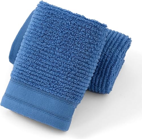 YiLUOMO Juego de 2 toallas de mano con patrón de rayas azules, 100% algodón, súper suaves, altamente absorbentes, 13 x 29 pulgadas