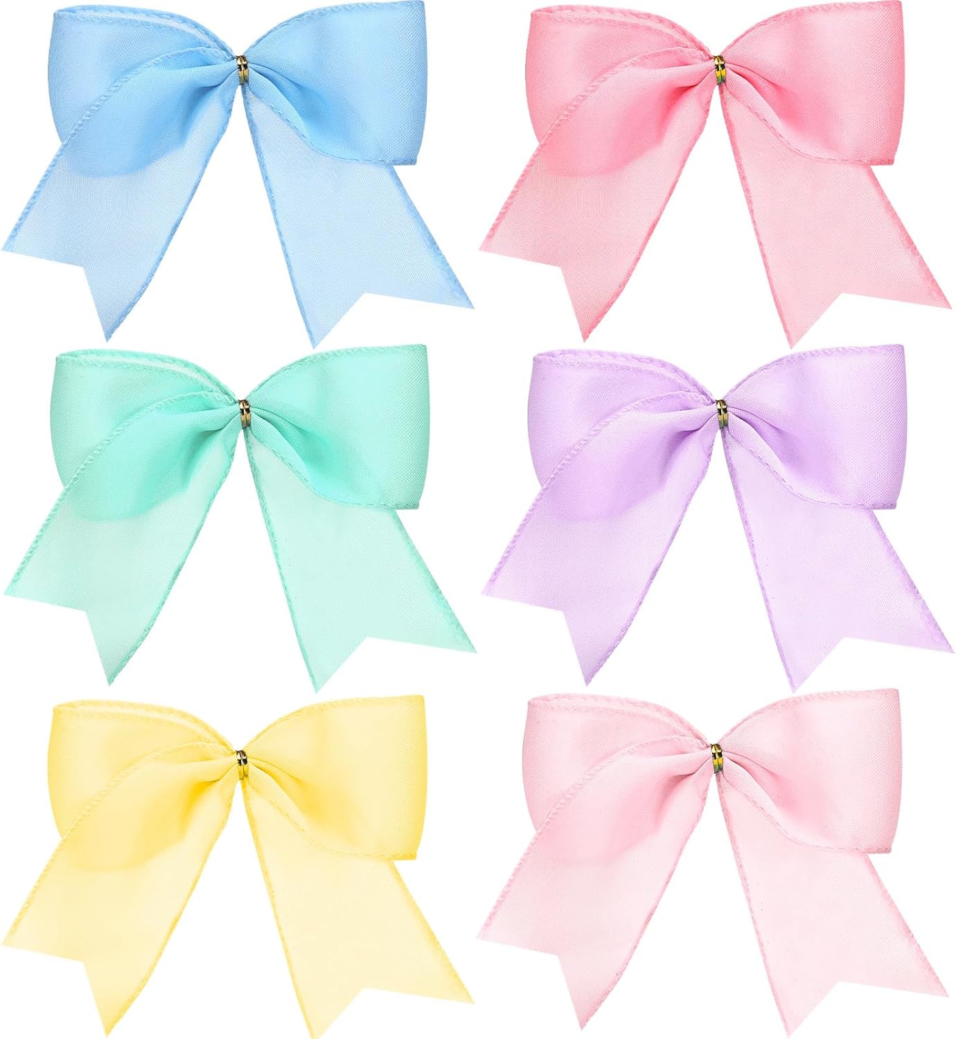 24 Pcs 7.1 Inch Pastel Rainbow Christmas Bows - Pre Tied Twist Tie Ribbon Bows for Xmas Tree, Wreath, Gift Wrapping, Wedding, Home Party Decorations 6 Colors