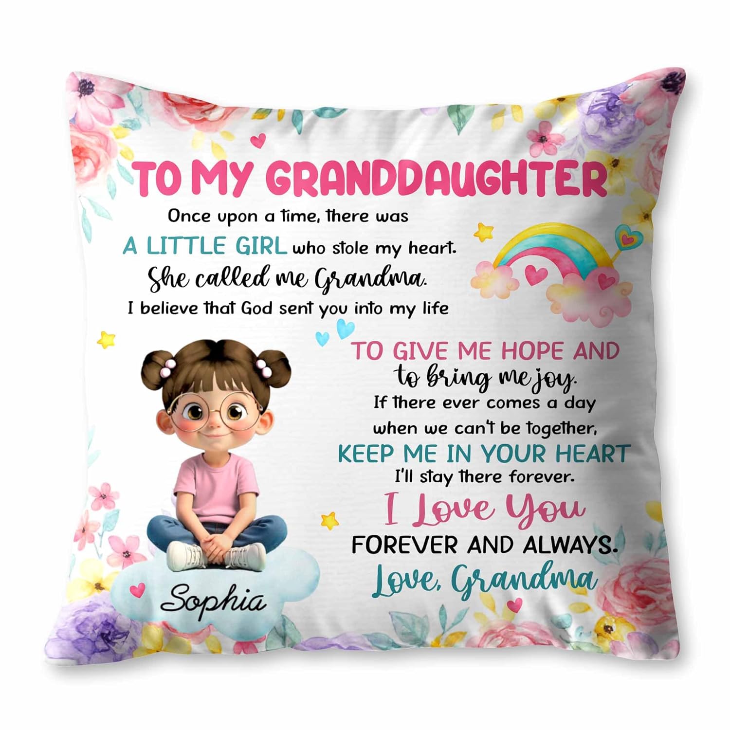 to My Granddaughter Little Girl Who Stole My Heart Personalized Pillow Gift for Granddaughters