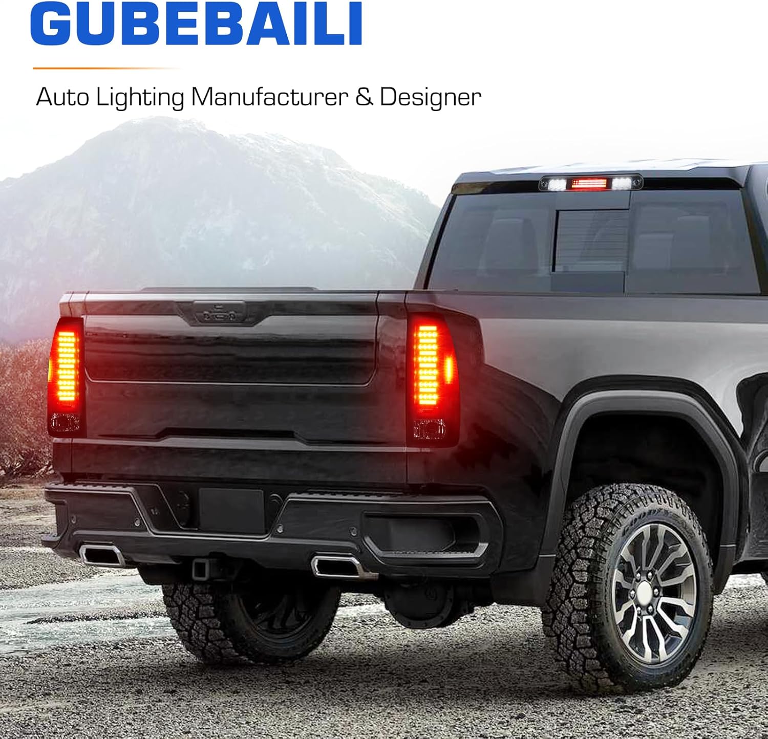 LED Tail Light + 3rd Brake Light Kit Fit for Dodge Ram 1500 2002-2006 / Fit for Dodge Ram 2500 3500 2003-2006 Rear Brake Cargo Lamp Taillight Assembly, Black Housing Smoke Lens