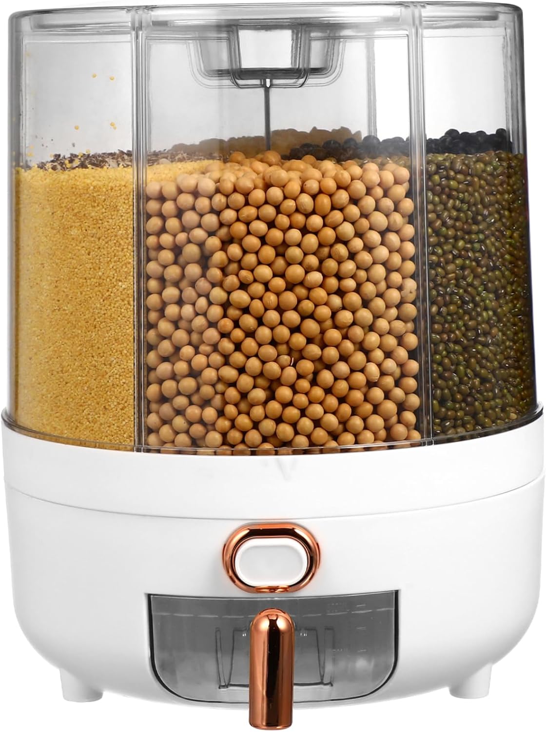 Rotating Rice Dispenser Compartments for Grain Storage Airtight Cereal Container for Kitchen Organization and Easy Access to Dry Foods