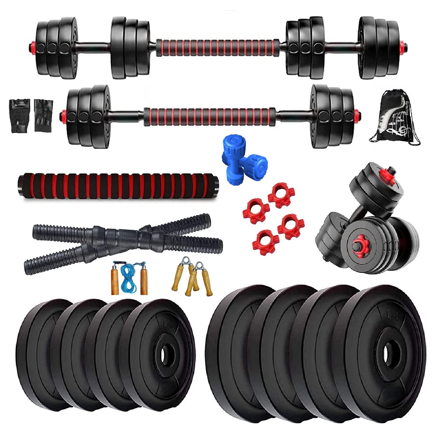 Bodyfit Dumbles Gym Set, Home Gym Weight Plates + 3in1 Extension-Convertor Rod, New Star Dumbbell Rods Pair, Strength Training Exercise Set, 1kg Pvc Dumbbell. (12kg Weight Plates) (B0BJK5FWDW) Amazon Price History, Amazon Price Tracker