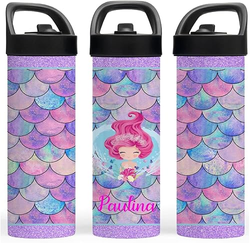 Miniatura 2 de Botella de agua personalizada aislada de 20 onzas  Botella escolar para niñas  Botella deportiva  Taza aislada de acero inoxidable  Botella de agua