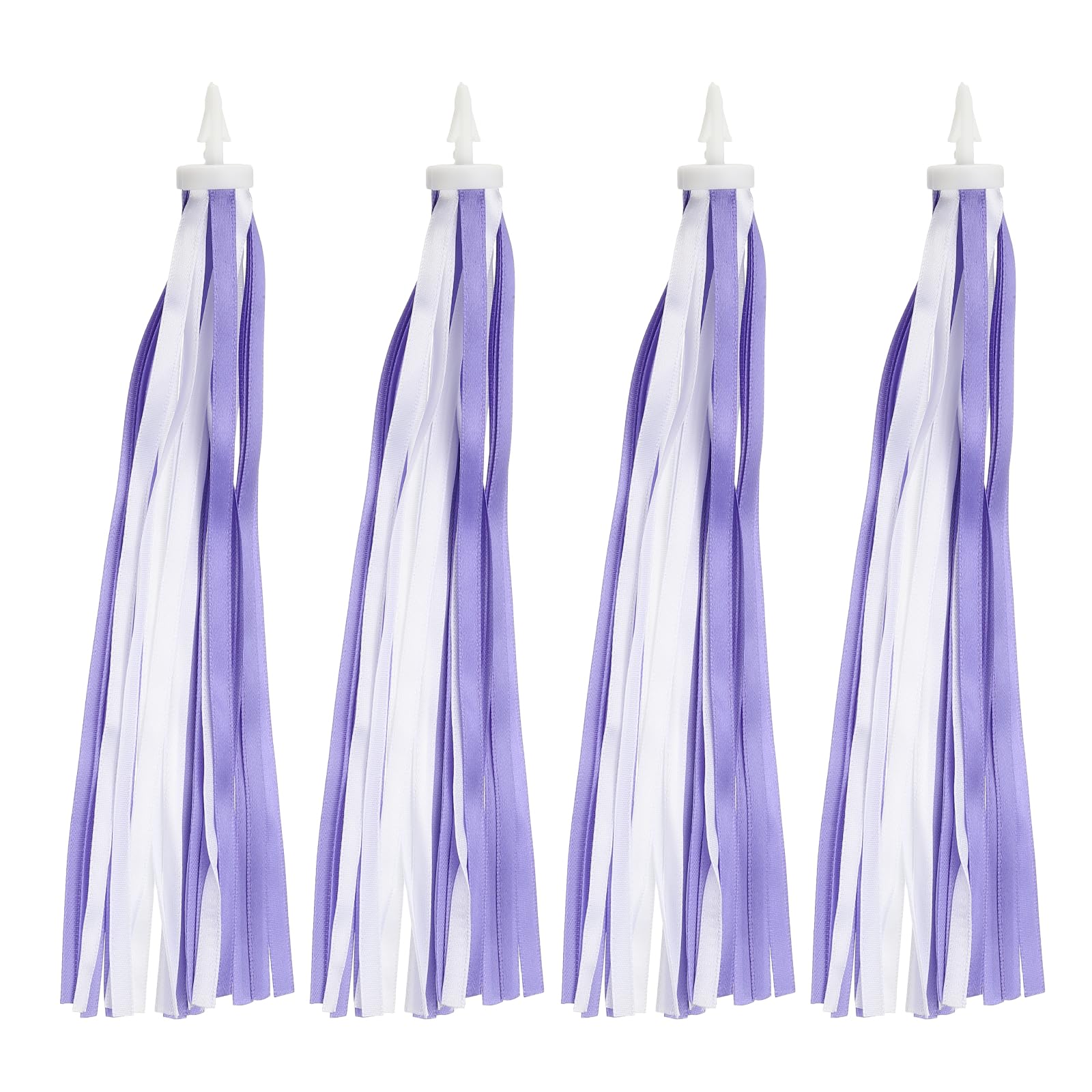 PATIKIL Bike Streamers, 2 Pair Colorful Scooter Handlebar Tassels Grips Ribbon Accessories Decorations for Bicycle Tricycle Handles, Purple White